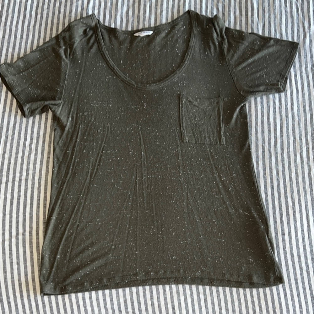 Club Monaco Women's Olive Green Pocket Tee